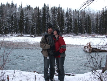 Jeremy and Megan at the cabin outside of Glacier National Park