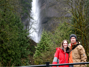 Waterfall On the Columbia River Gorge In Oregon
